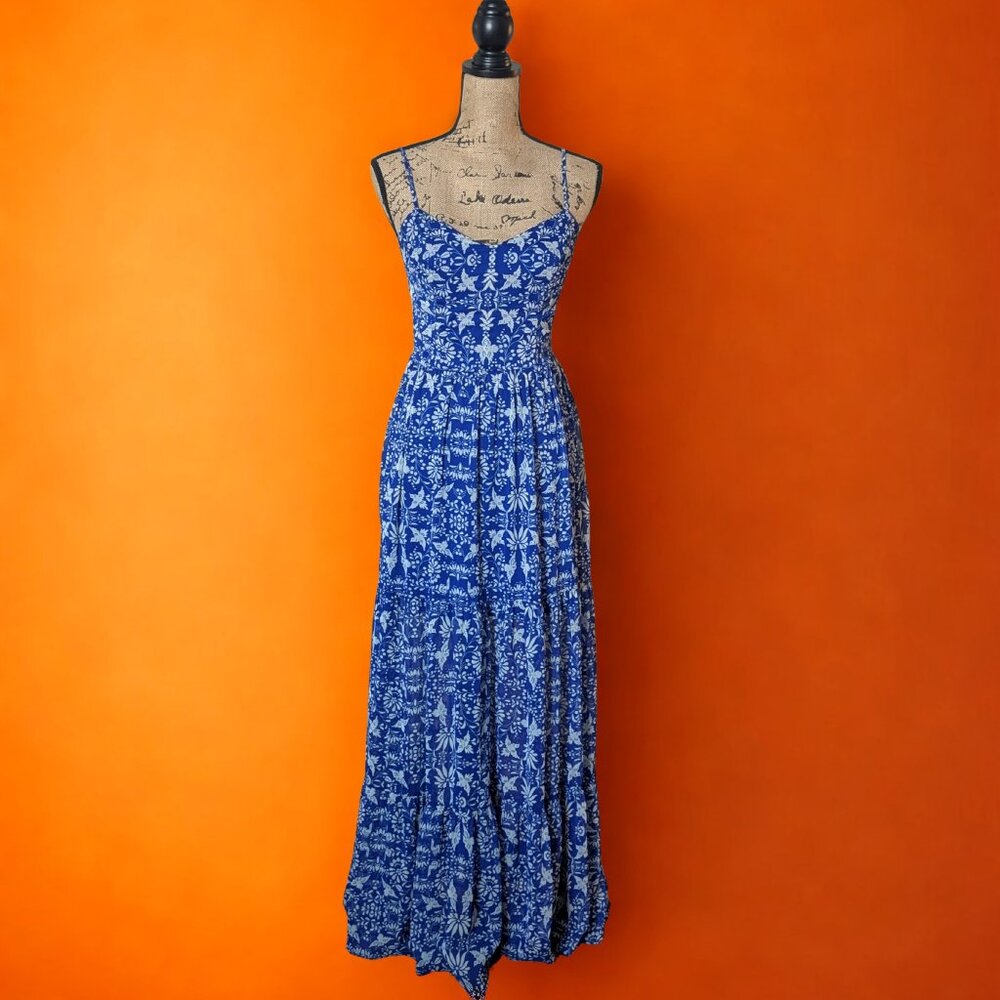 Boho Blue & White Floral Maxi Dress - Picture 2 of 7